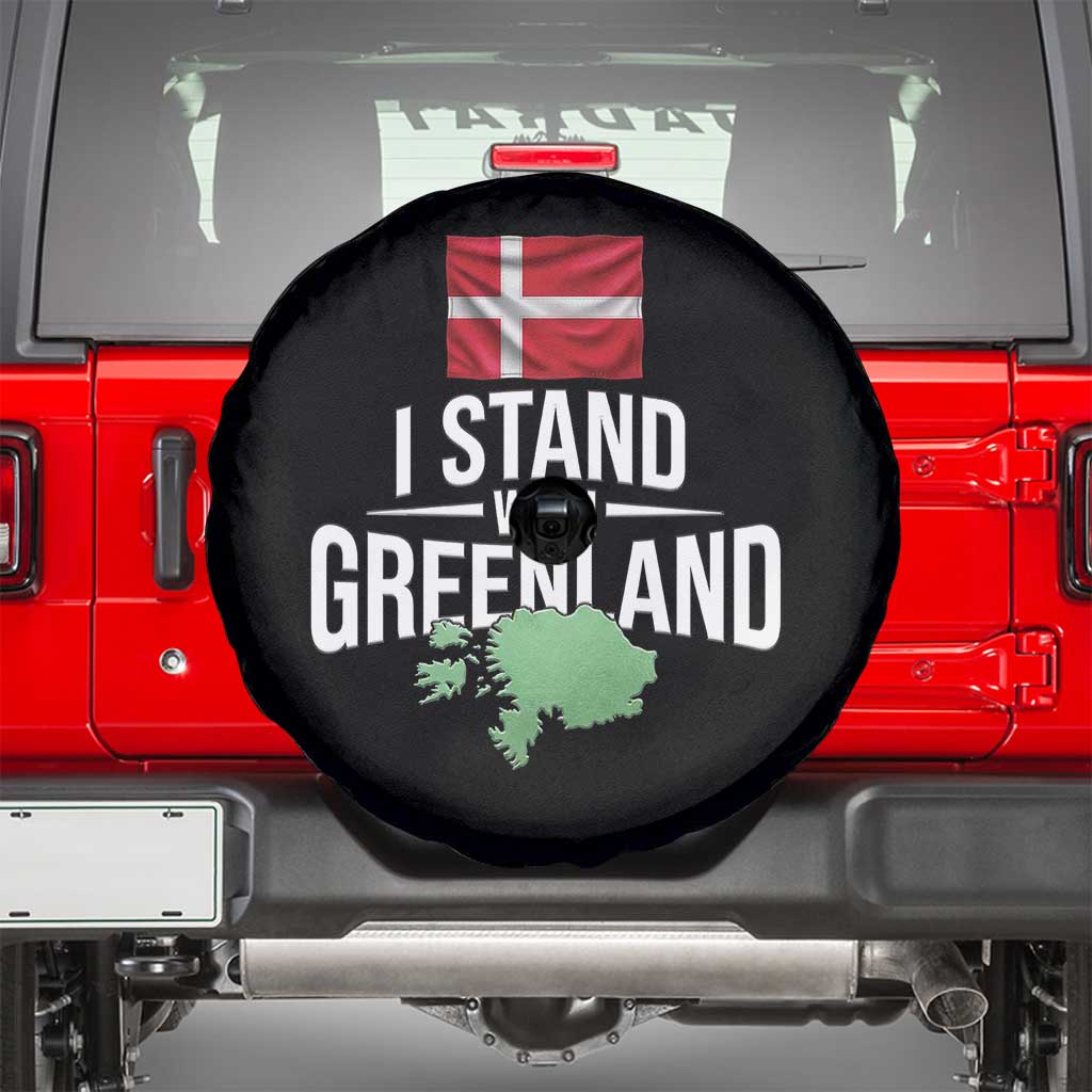 Denmark I Stand With Greenland Spare Tire Cover Danish Flag and Map Unity Support Protest TS02 Black Print Your Wear