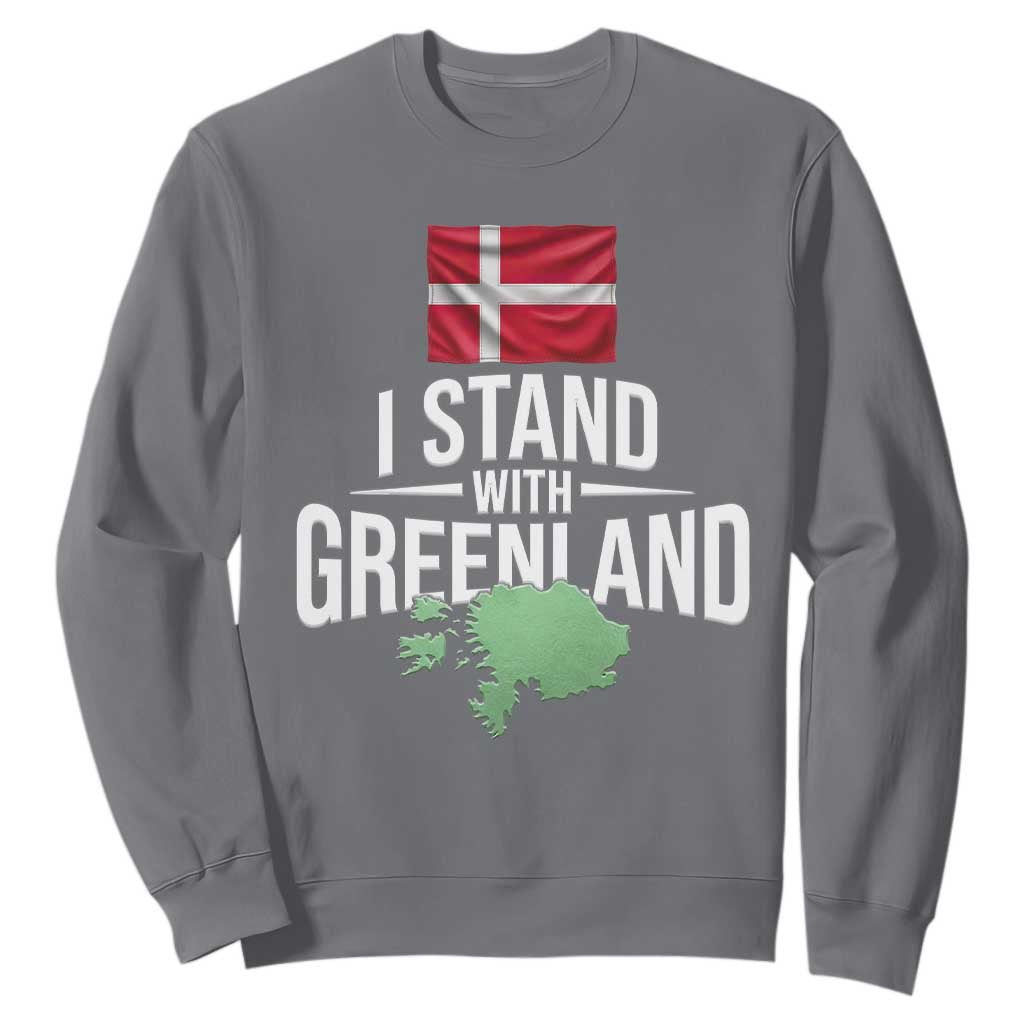 Denmark I Stand With Greenland Sweatshirt Danish Flag and Map Unity Support Protest TS02 Charcoal Print Your Wear