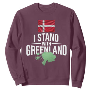 Denmark I Stand With Greenland Sweatshirt Danish Flag and Map Unity Support Protest TS02 Maroon Print Your Wear