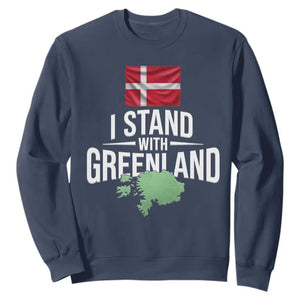 Denmark I Stand With Greenland Sweatshirt Danish Flag and Map Unity Support Protest TS02 Navy Print Your Wear