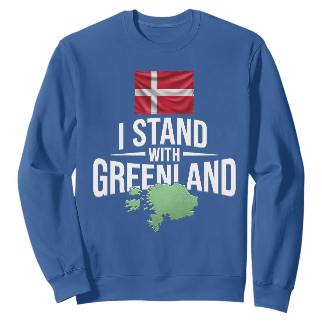 Denmark I Stand With Greenland Sweatshirt Danish Flag and Map Unity Support Protest TS02 Royal Blue Print Your Wear