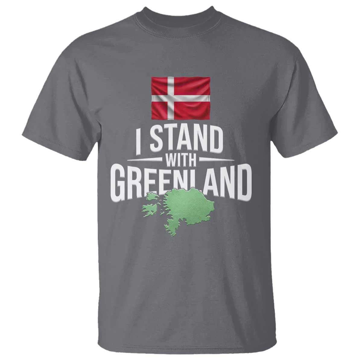 Denmark I Stand With Greenland T Shirt Danish Flag and Map Unity Support Protest TS02 Charcoal Print Your Wear