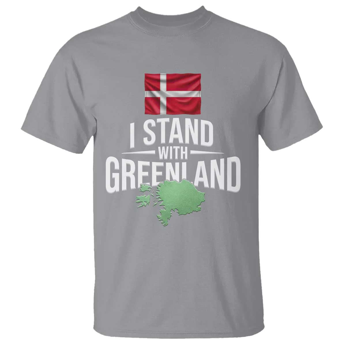 Denmark I Stand With Greenland T Shirt Danish Flag and Map Unity Support Protest TS02 Sport Gray Print Your Wear