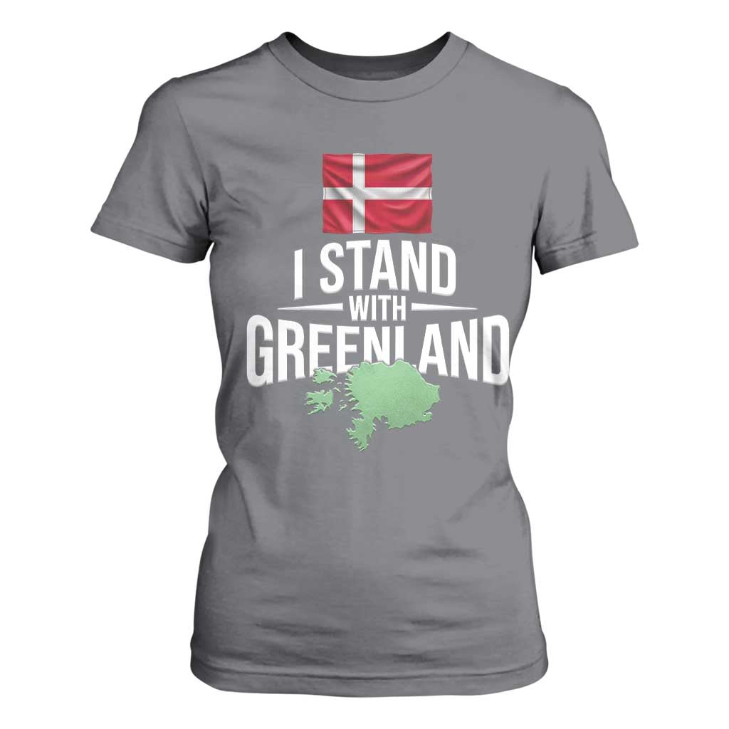 Denmark I Stand With Greenland T Shirt For Women Danish Flag and Map Unity Support Protest TS02 Charcoal Print Your Wear
