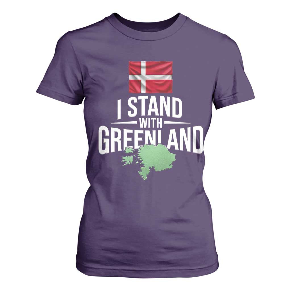Denmark I Stand With Greenland T Shirt For Women Danish Flag and Map Unity Support Protest TS02 Purple Print Your Wear