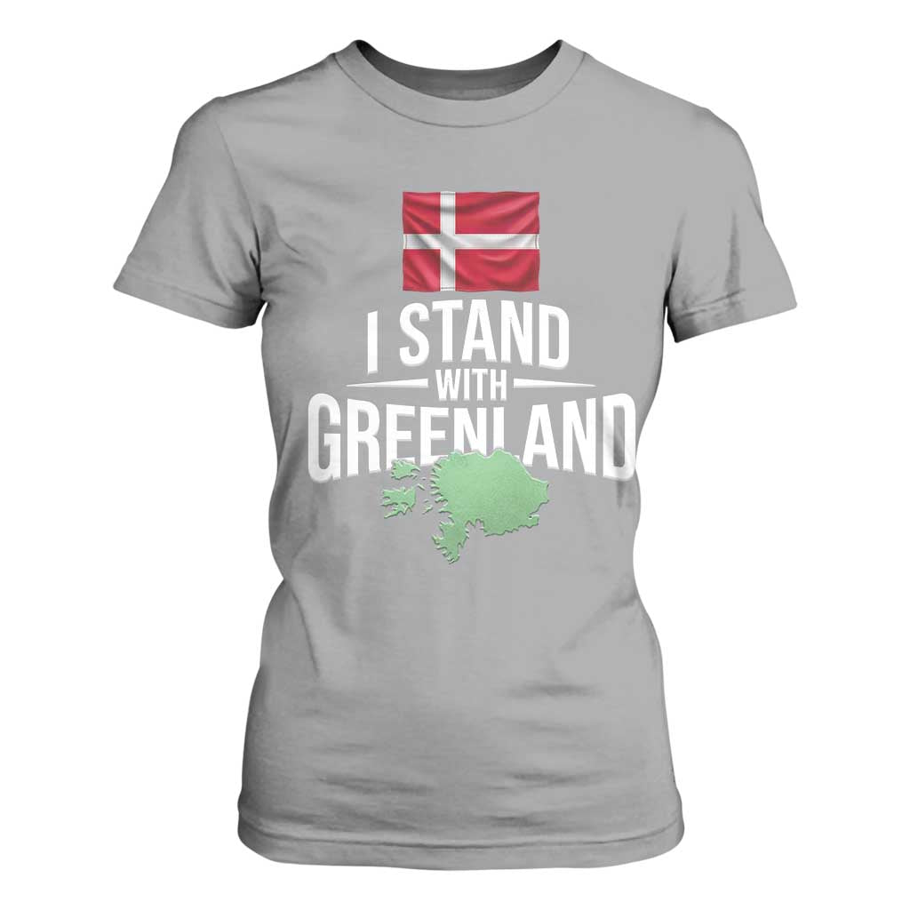Denmark I Stand With Greenland T Shirt For Women Danish Flag and Map Unity Support Protest TS02 Sport Gray Print Your Wear