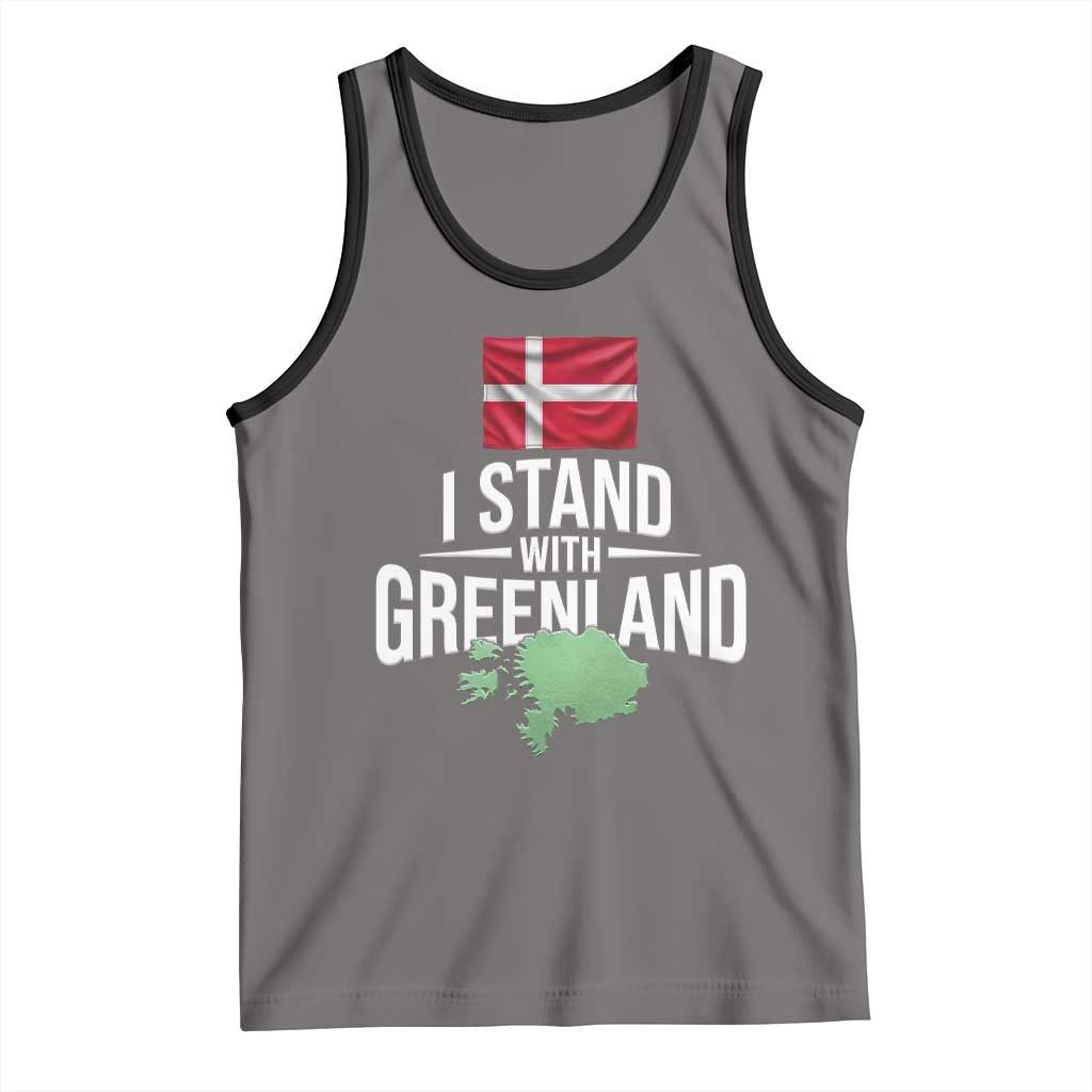 Denmark I Stand With Greenland Tank Top Danish Flag and Map Unity Support Protest TS02 Deep Heather Black Print Your Wear