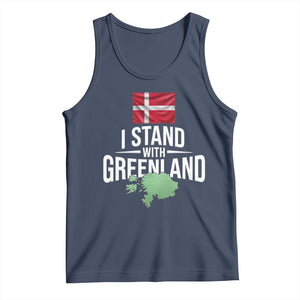 Denmark I Stand With Greenland Tank Top Danish Flag and Map Unity Support Protest TS02 Navy Print Your Wear