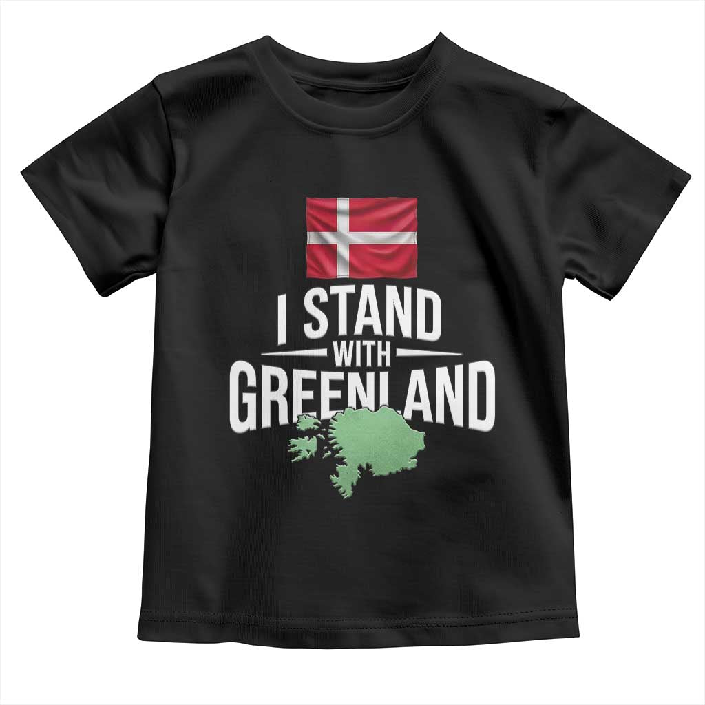 Denmark I Stand With Greenland Toddler T Shirt Danish Flag and Map Unity Support Protest TS02 Black Print Your Wear