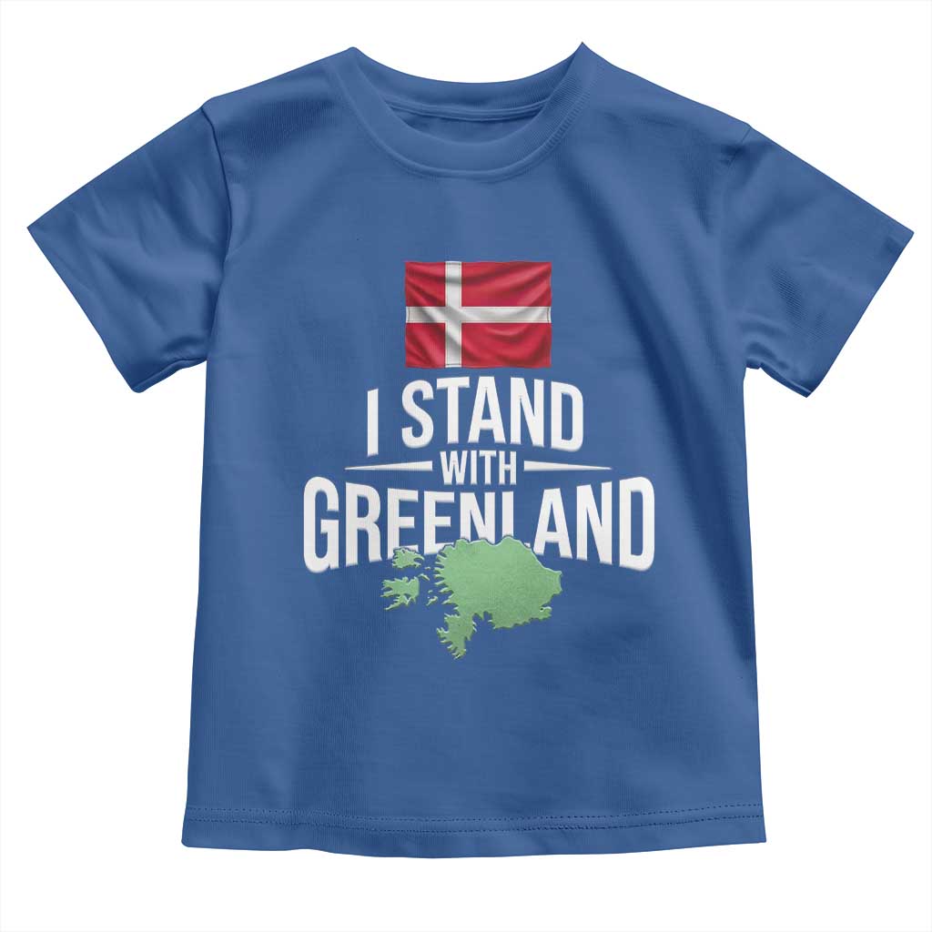 Denmark I Stand With Greenland Toddler T Shirt Danish Flag and Map Unity Support Protest TS02 Royal Blue Print Your Wear