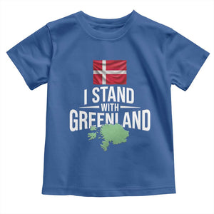 Denmark I Stand With Greenland Toddler T Shirt Danish Flag and Map Unity Support Protest TS02 Royal Blue Print Your Wear