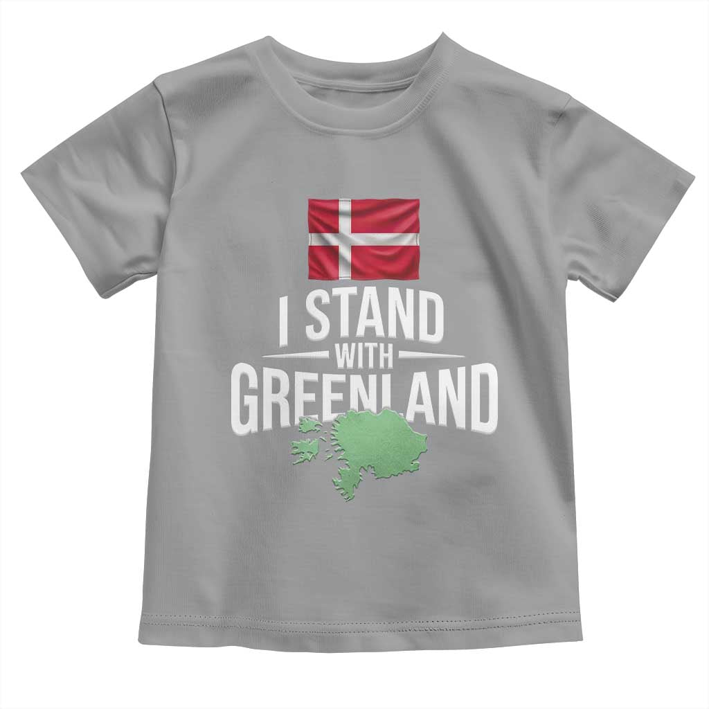 Denmark I Stand With Greenland Toddler T Shirt Danish Flag and Map Unity Support Protest TS02 Sport Gray Print Your Wear