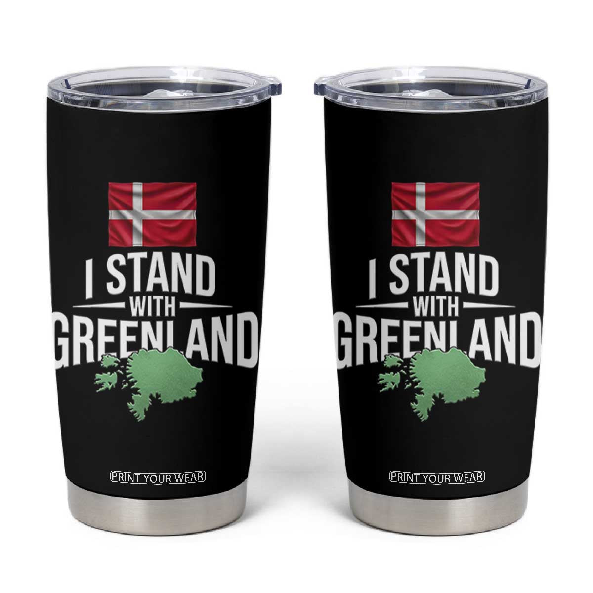 Denmark I Stand With Greenland Tumbler Cup Danish Flag and Map Unity Support Protest TS02 Black Print Your Wear