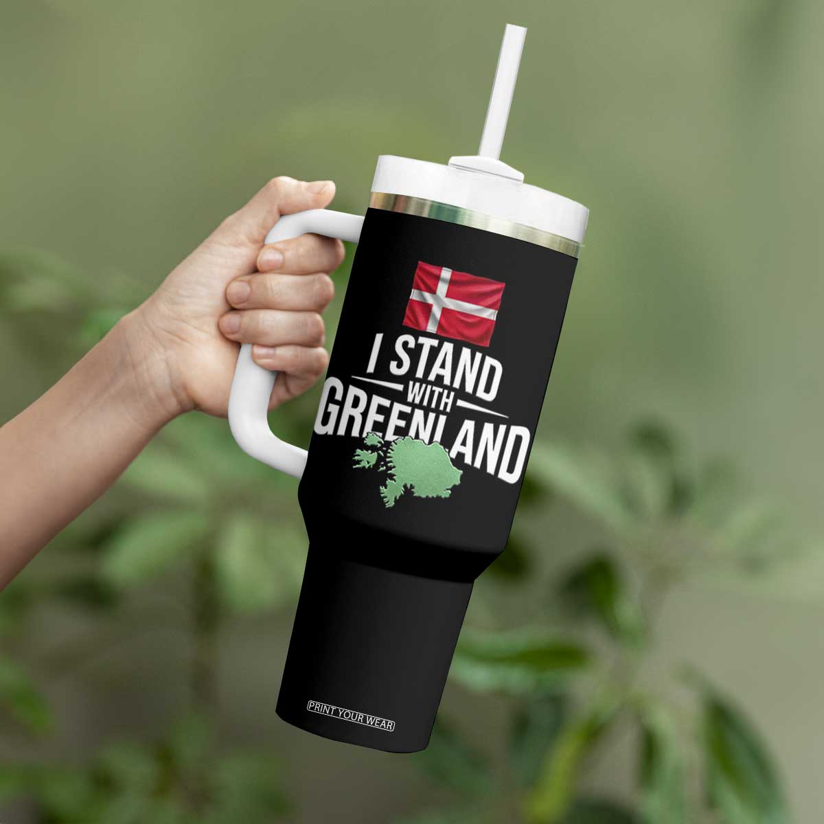 Denmark I Stand With Greenland Tumbler With Handle Danish Flag and Map Unity Support Protest TS02 Print Your Wear