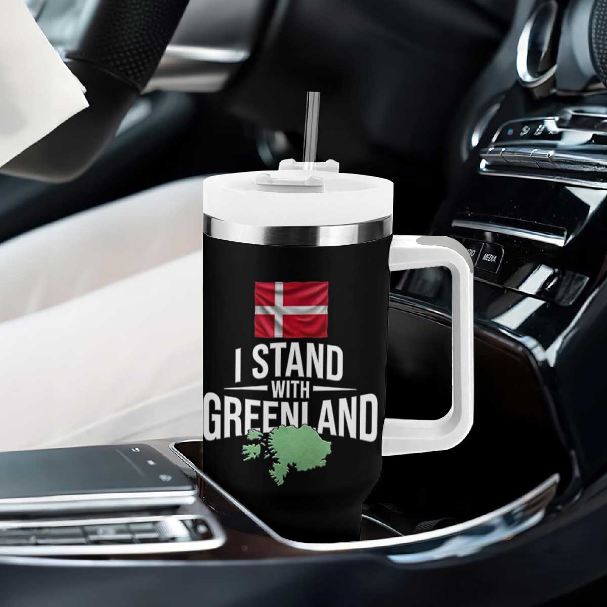 Denmark I Stand With Greenland Tumbler With Handle Danish Flag and Map Unity Support Protest TS02 Print Your Wear