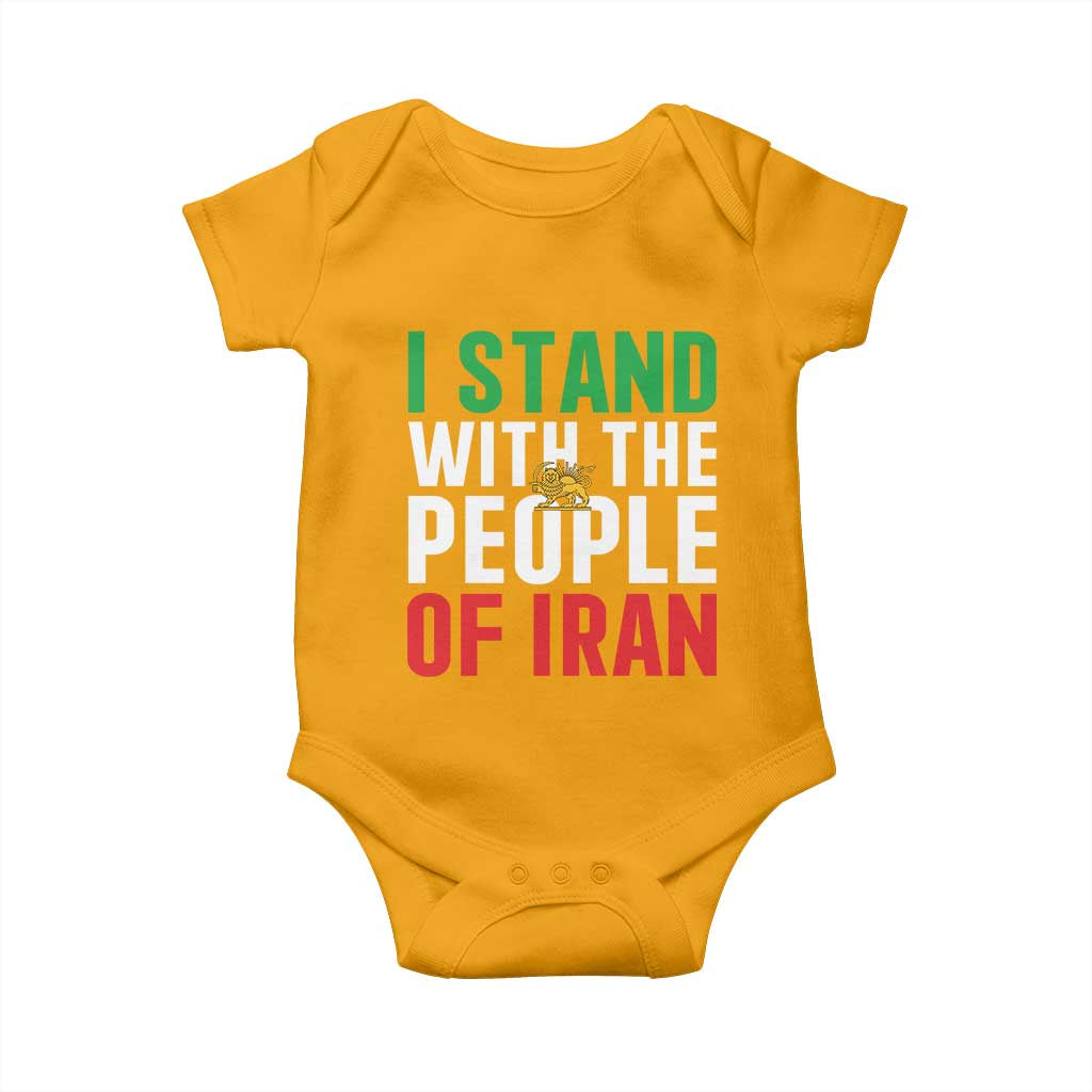 I Stand With The People of Iran Baby Onesie Iranian Revolution Freedom Supporter TS02 Gold Print Your Wear