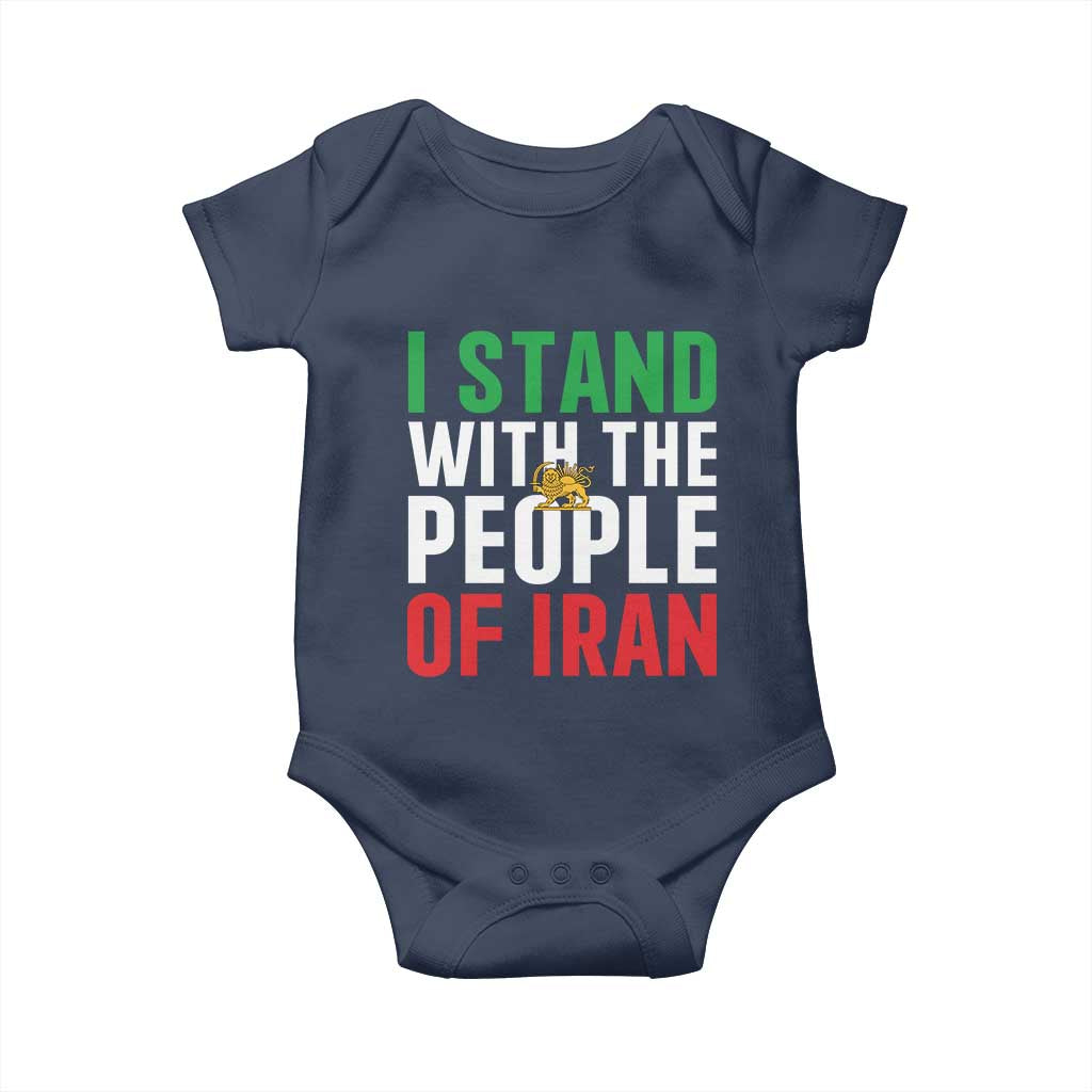 I Stand With The People of Iran Baby Onesie Iranian Revolution Freedom Supporter TS02 Navy Print Your Wear