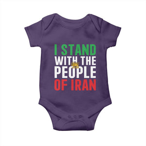 I Stand With The People of Iran Baby Onesie Iranian Revolution Freedom Supporter TS02 Purple Print Your Wear