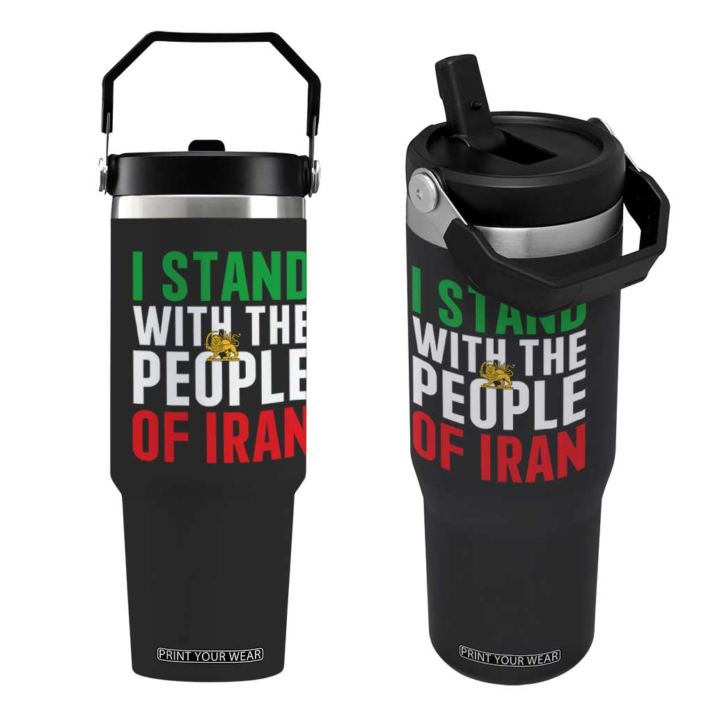 I Stand With The People of Iran Flip Straw Tumbler Iranian Revolution Freedom Supporter TS02 One Size: 30 oz Black Print Your Wear