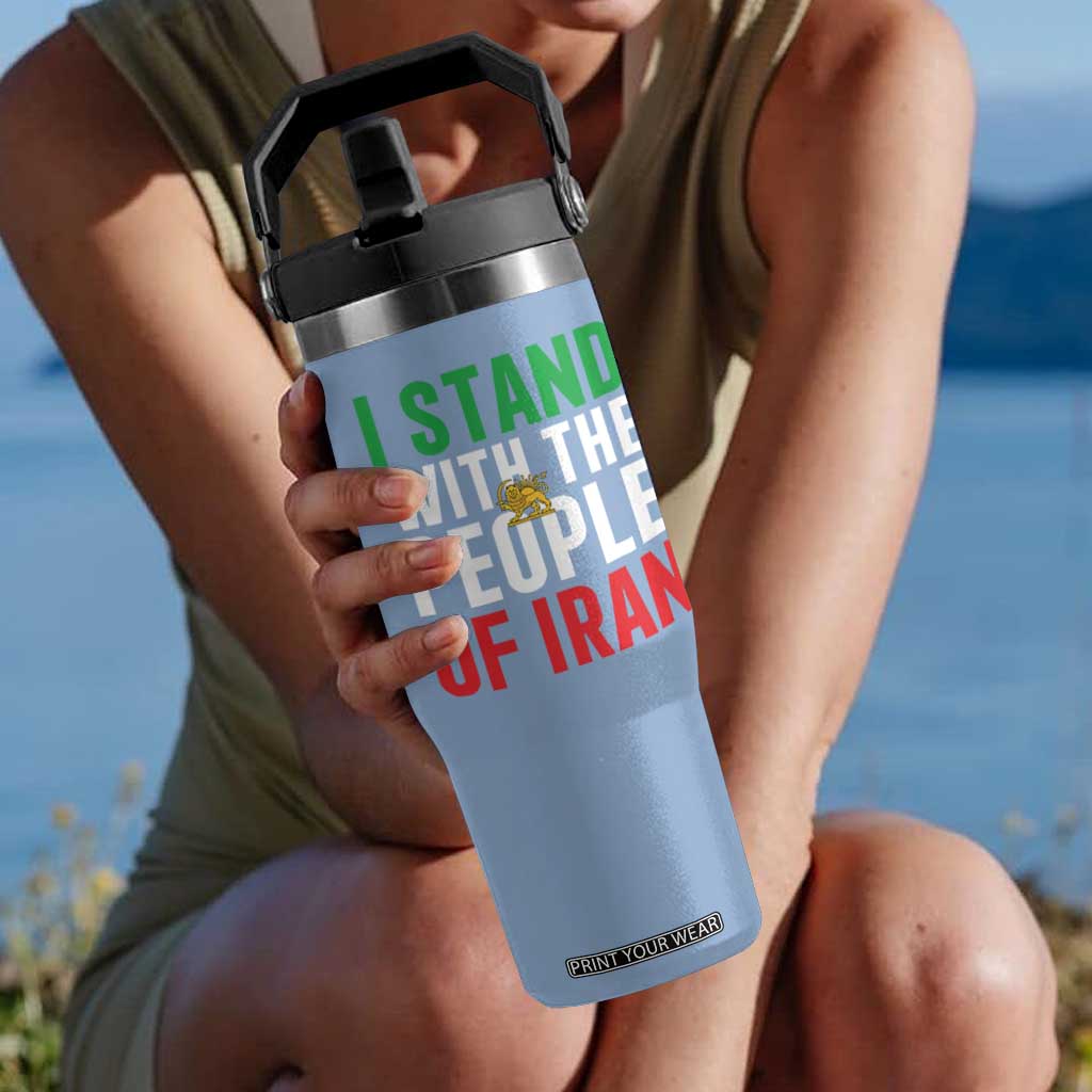 I Stand With The People of Iran Flip Straw Tumbler Iranian Revolution Freedom Supporter TS02 One Size: 30 oz Light Blue Print Your Wear