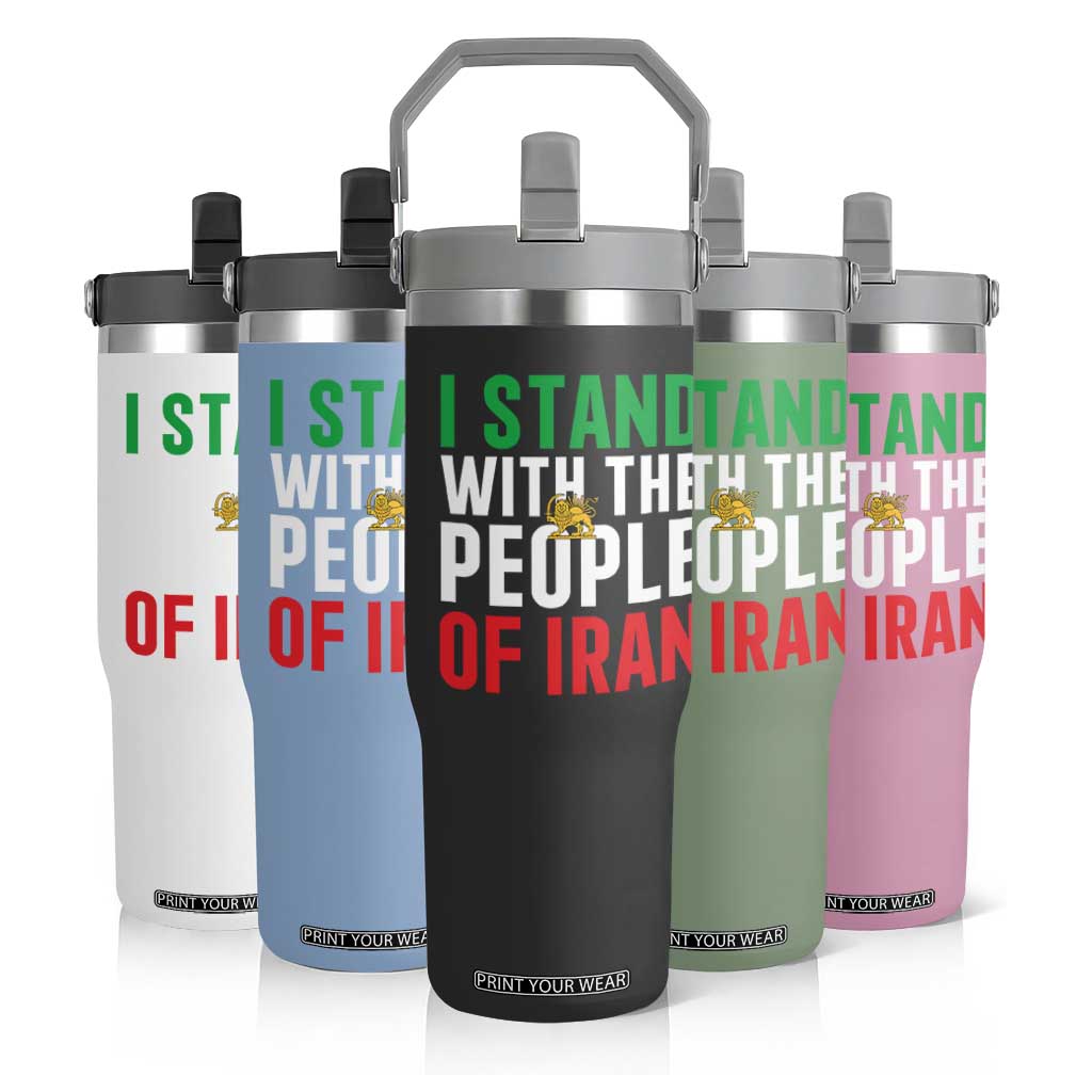 I Stand With The People of Iran Flip Straw Tumbler Iranian Revolution Freedom Supporter TS02 Print Your Wear