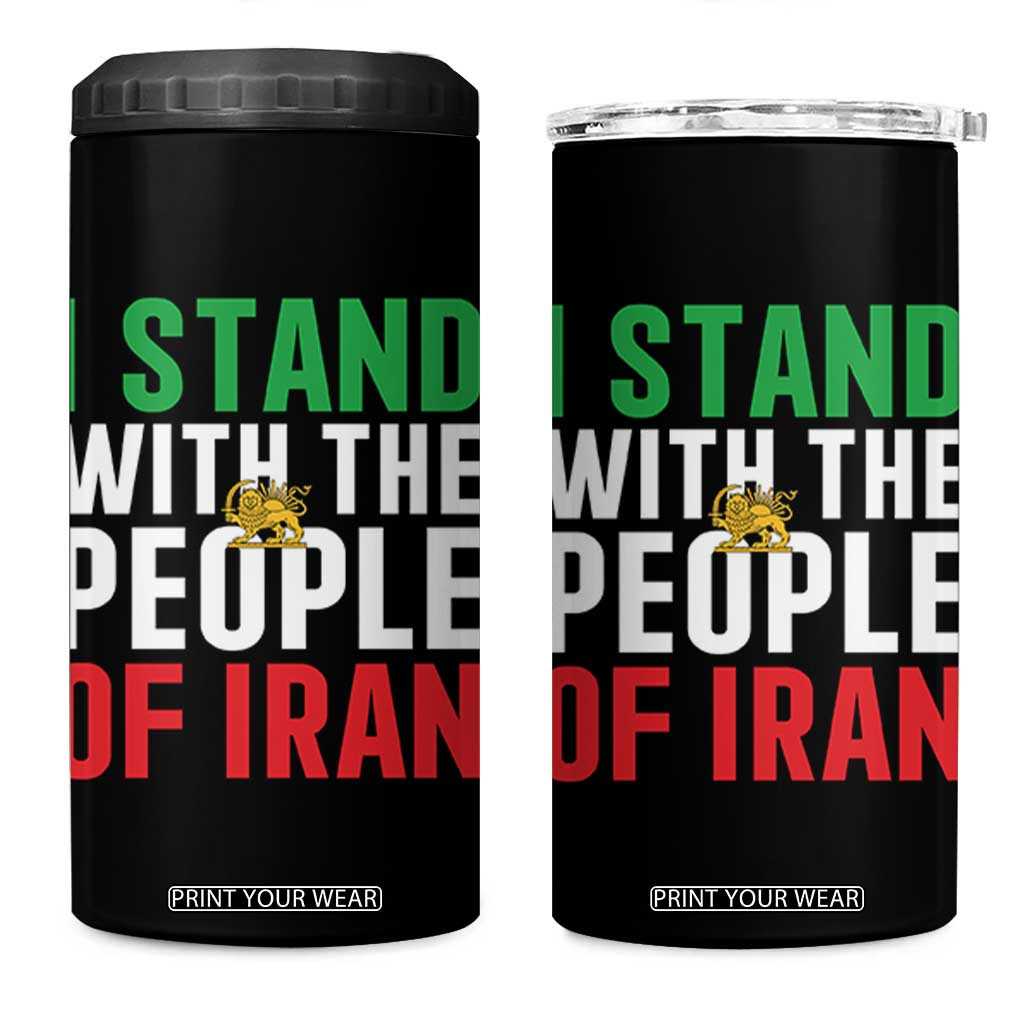 I Stand With The People of Iran 4 in 1 Can Cooler Tumbler Iranian Revolution Freedom Supporter TS02 One Size: 16 oz Black Print Your Wear