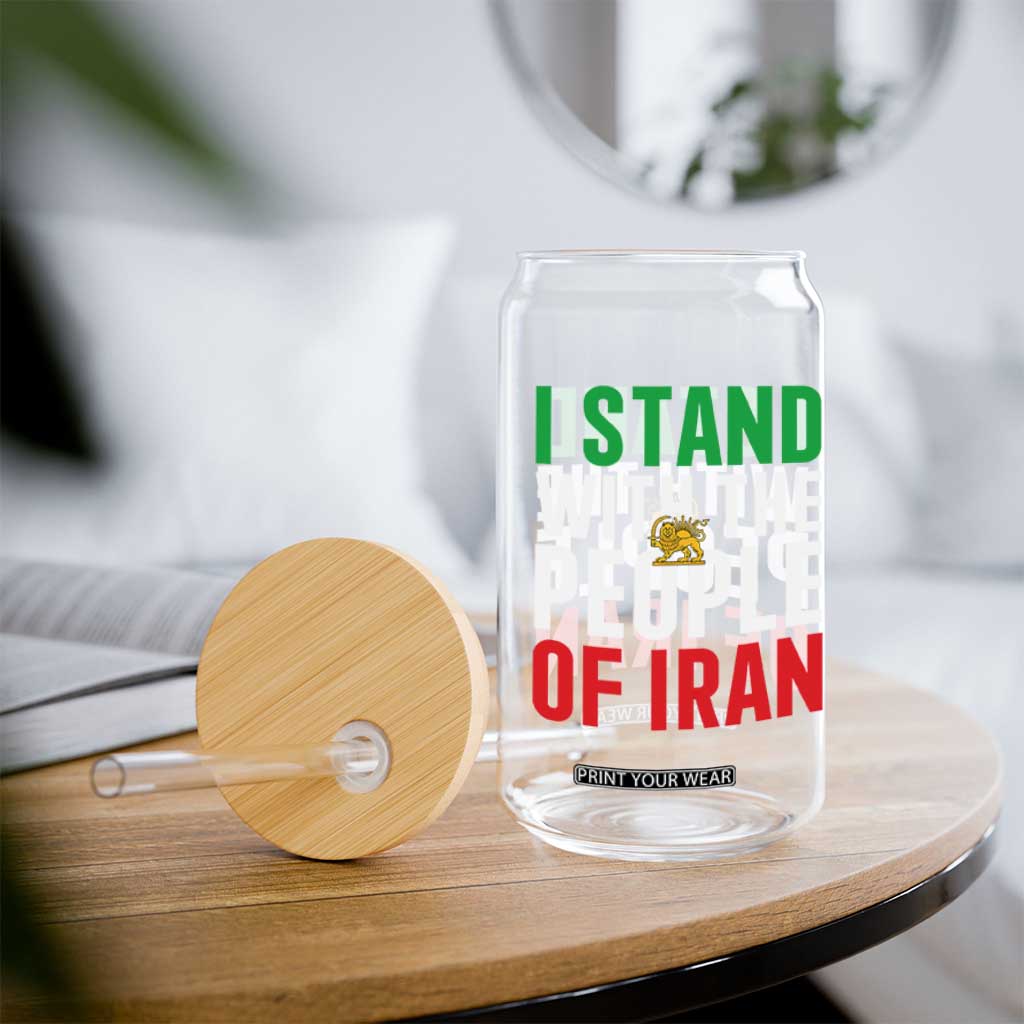 I Stand With The People of Iran Glass Can Iranian Revolution Freedom Supporter TS02 Print Your Wear