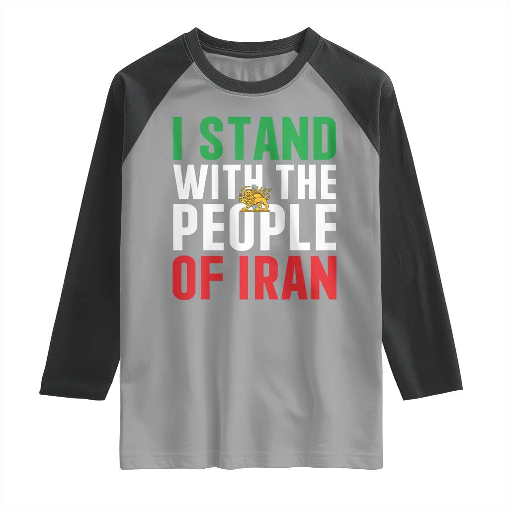 I Stand With The People of Iran Raglan Shirt Iranian Revolution Freedom Supporter TS02 Sport Gray Black Print Your Wear