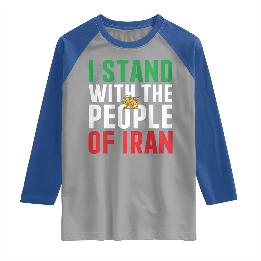 I Stand With The People of Iran Raglan Shirt Iranian Revolution Freedom Supporter TS02 Sport Gray Royal Print Your Wear