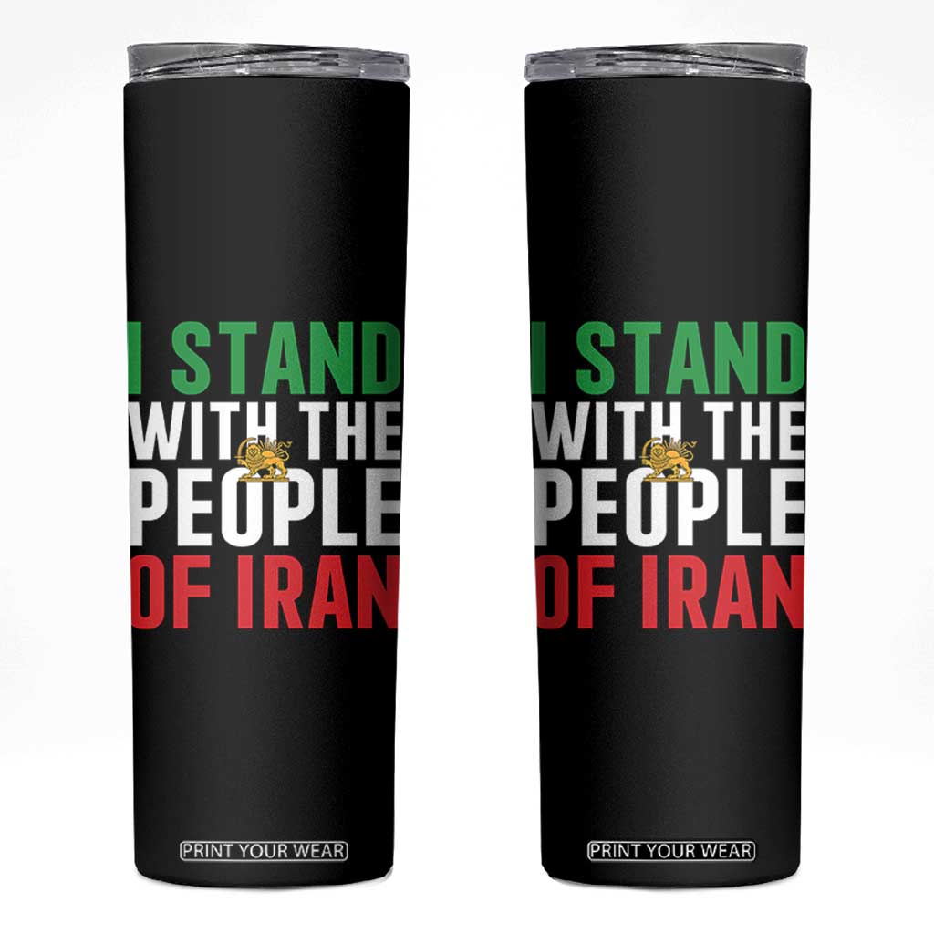 I Stand With The People of Iran Skinny Tumbler Iranian Revolution Freedom Supporter TS02 Black Print Your Wear