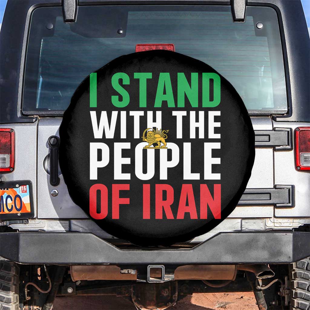 I Stand With The People of Iran Spare Tire Cover Iranian Revolution Freedom Supporter TS02 No hole Black Print Your Wear