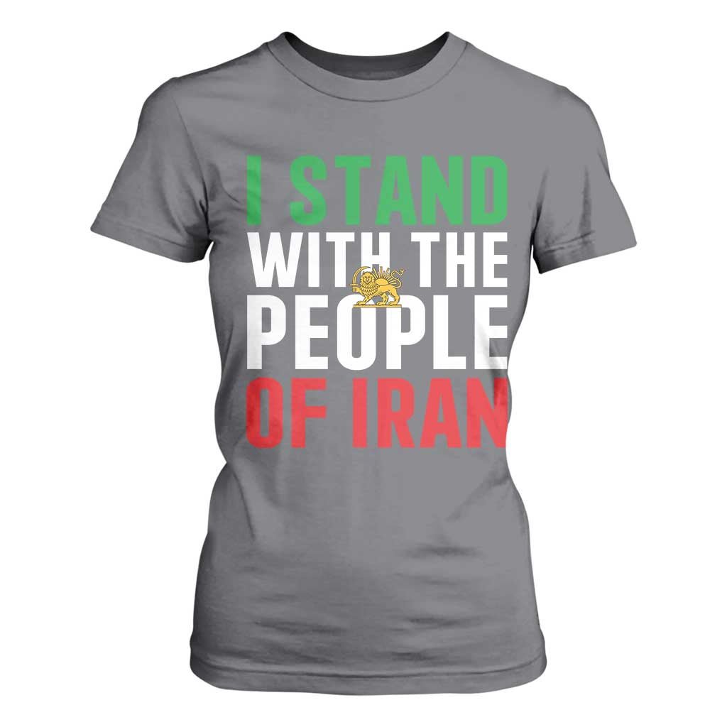 I Stand With The People of Iran T Shirt For Women Iranian Revolution Freedom Supporter TS02 Charcoal Print Your Wear