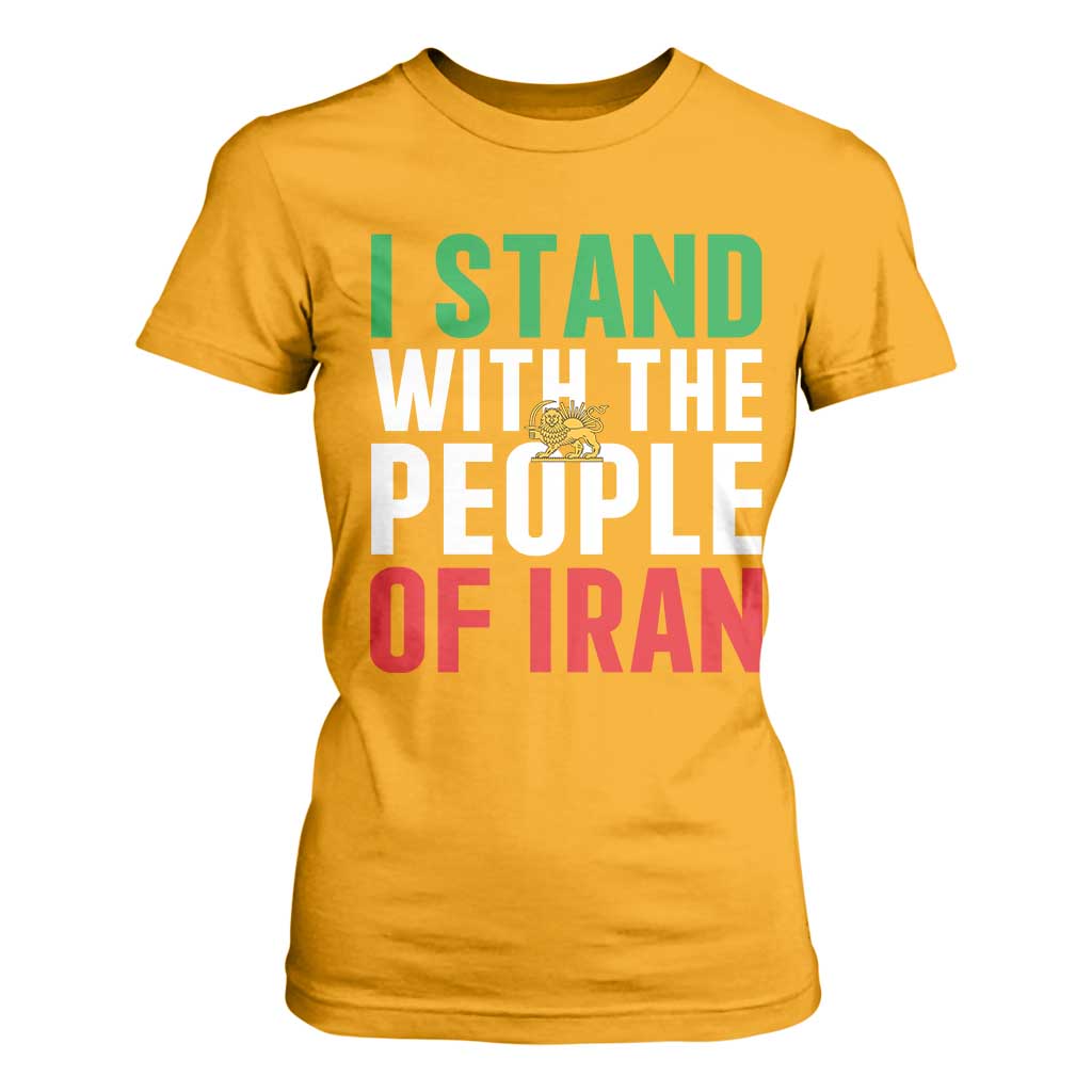 I Stand With The People of Iran T Shirt For Women Iranian Revolution Freedom Supporter TS02 Gold Print Your Wear