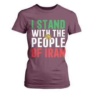I Stand With The People of Iran T Shirt For Women Iranian Revolution Freedom Supporter TS02 Maroon Print Your Wear