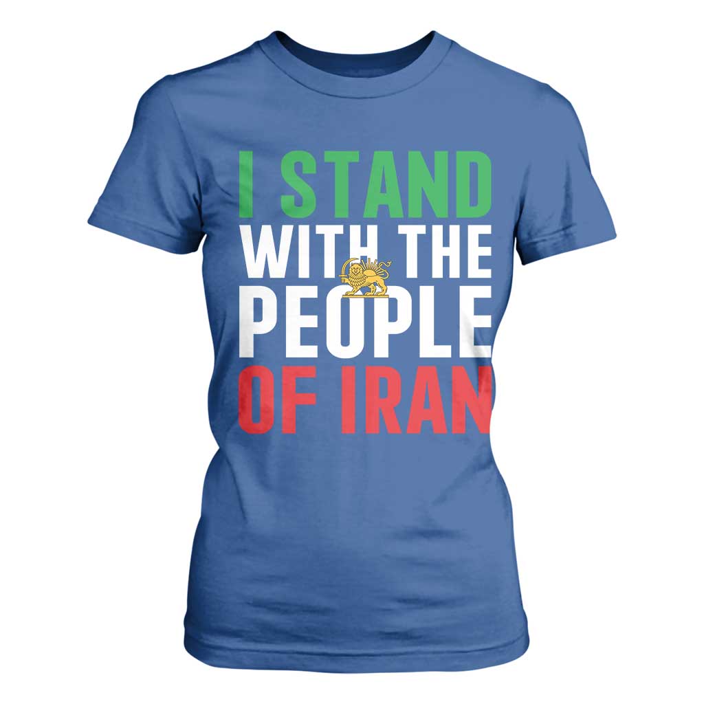 I Stand With The People of Iran T Shirt For Women Iranian Revolution Freedom Supporter TS02 Royal Blue Print Your Wear