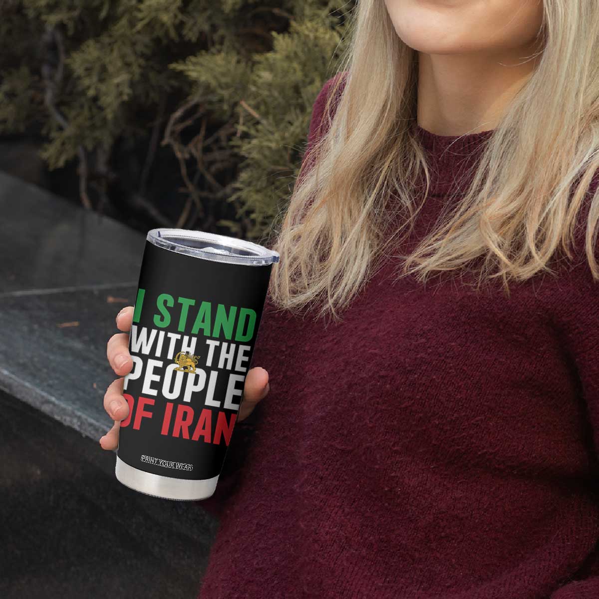 I Stand With The People of Iran Tumbler Cup Iranian Revolution Freedom Supporter TS02 Print Your Wear