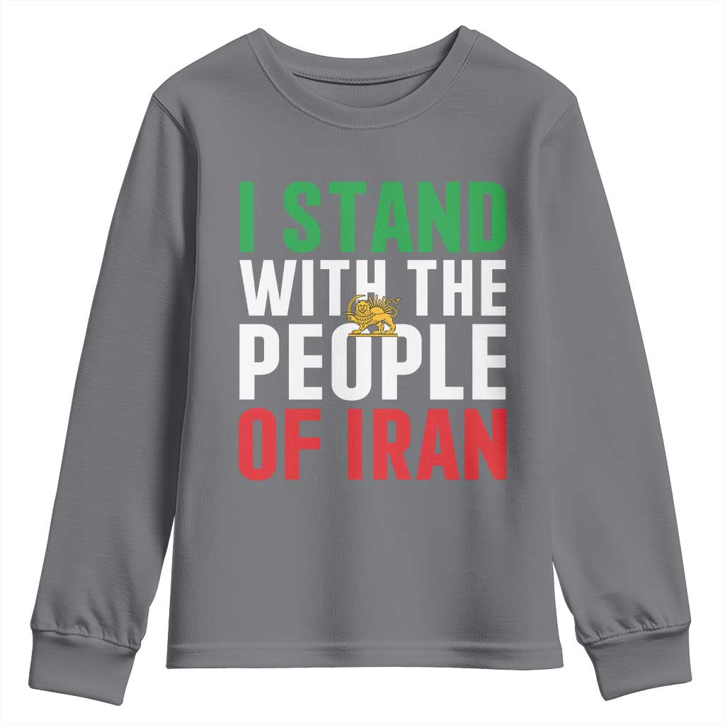 I Stand With The People of Iran Youth Sweatshirt Iranian Revolution Freedom Supporter TS02 Charcoal Print Your Wear
