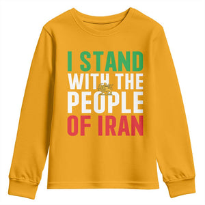 I Stand With The People of Iran Youth Sweatshirt Iranian Revolution Freedom Supporter TS02 Gold Print Your Wear