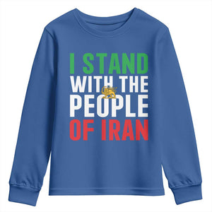 I Stand With The People of Iran Youth Sweatshirt Iranian Revolution Freedom Supporter TS02 Royal Blue Print Your Wear
