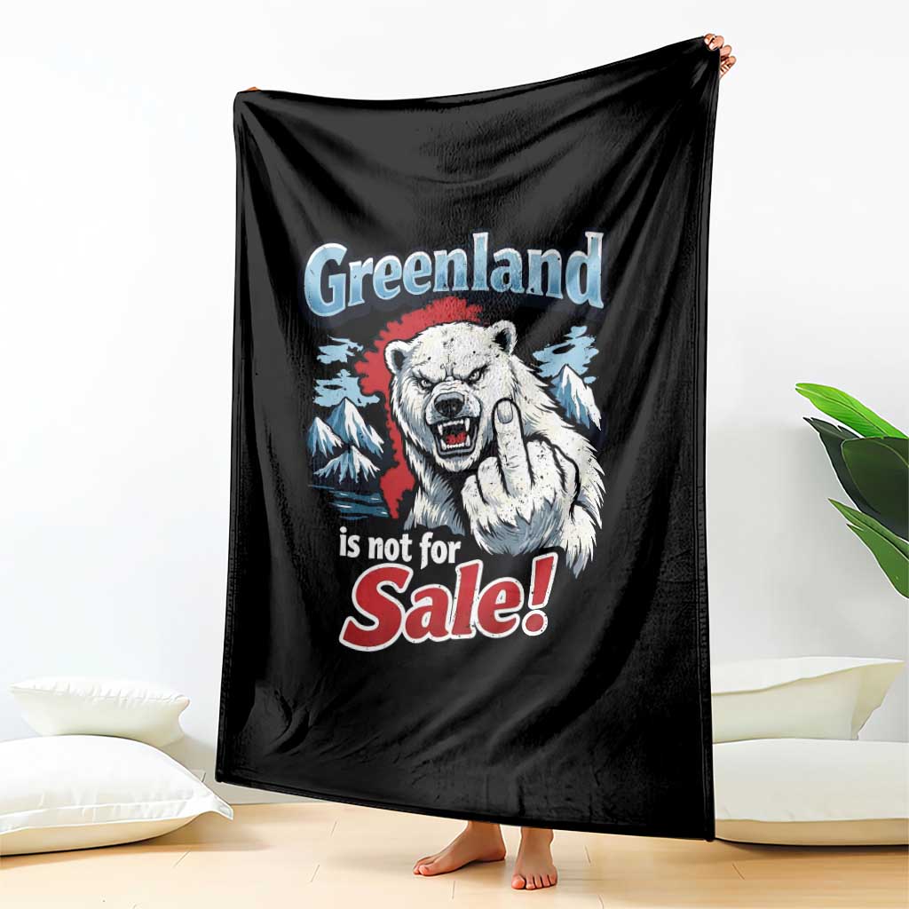 Greenland Is Not For Sale Protest Throw Blanket Aggressive Polar Bear with Middle Finger Graphic TS02 Print Your Wear