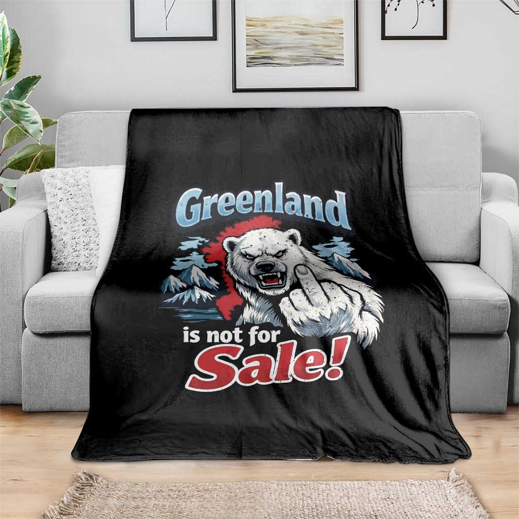 Greenland Is Not For Sale Protest Throw Blanket Aggressive Polar Bear with Middle Finger Graphic TS02 Print Your Wear