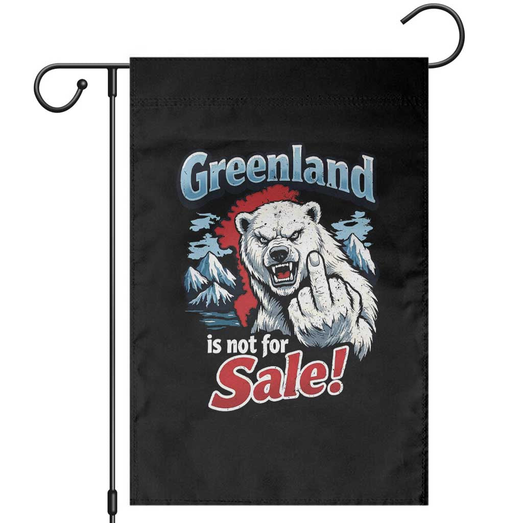 Greenland Is Not For Sale Protest Garden Flag Aggressive Polar Bear with Middle Finger Graphic TS02 Black Print Your Wear