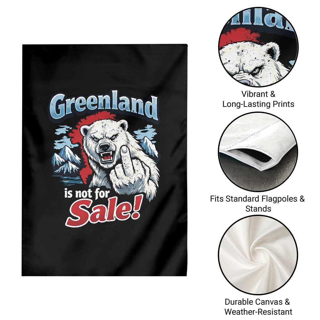 Greenland Is Not For Sale Protest Garden Flag Aggressive Polar Bear with Middle Finger Graphic TS02 Print Your Wear