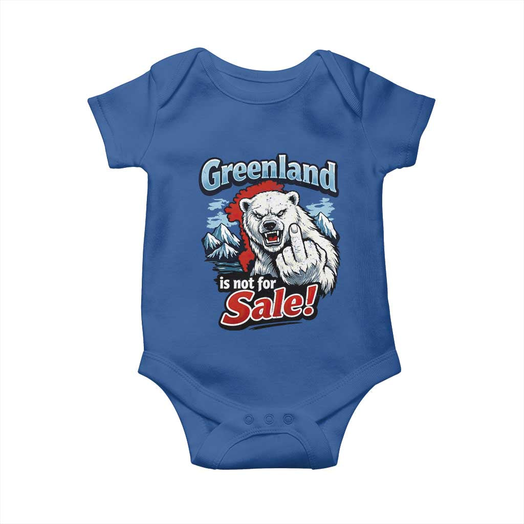 Greenland Is Not For Sale Protest Baby Onesie Aggressive Polar Bear with Middle Finger Graphic TS02 Royal Blue Print Your Wear
