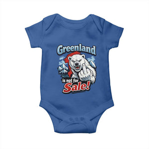 Greenland Is Not For Sale Protest Baby Onesie Aggressive Polar Bear with Middle Finger Graphic TS02 Royal Blue Print Your Wear