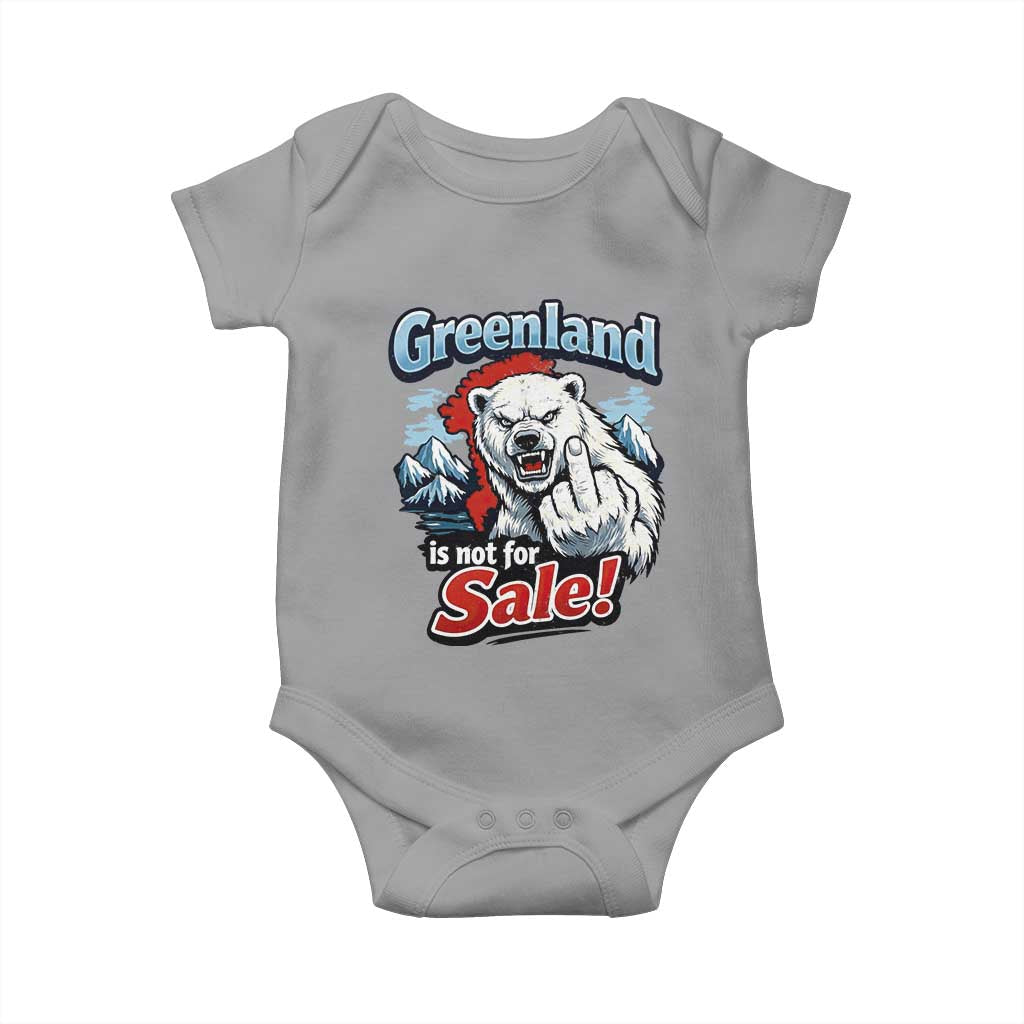 Greenland Is Not For Sale Protest Baby Onesie Aggressive Polar Bear with Middle Finger Graphic TS02 Sport Gray Print Your Wear