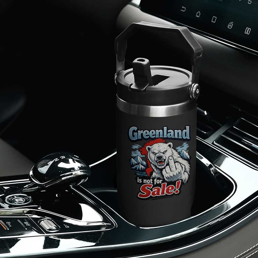 Greenland Is Not For Sale Protest Flip Straw Tumbler Aggressive Polar Bear with Middle Finger Graphic TS02 Print Your Wear