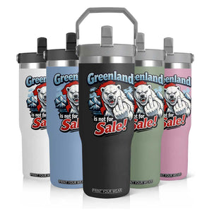Greenland Is Not For Sale Protest Flip Straw Tumbler Aggressive Polar Bear with Middle Finger Graphic TS02 Print Your Wear