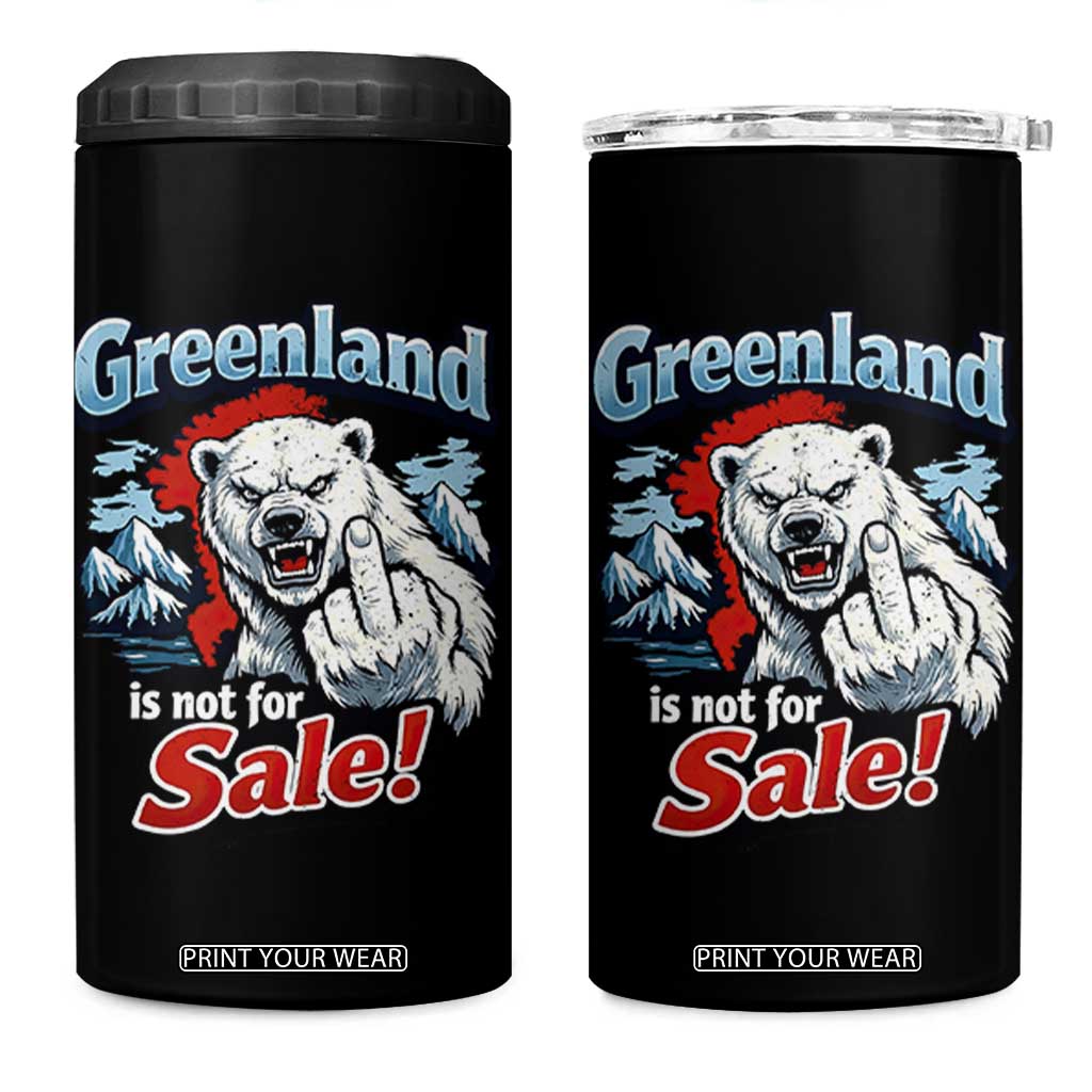 Greenland Is Not For Sale Protest 4 in 1 Can Cooler Tumbler Aggressive Polar Bear with Middle Finger Graphic TS02 One Size: 16 oz Black Print Your Wear