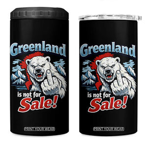 Greenland Is Not For Sale Protest 4 in 1 Can Cooler Tumbler Aggressive Polar Bear with Middle Finger Graphic TS02 One Size: 16 oz Black Print Your Wear